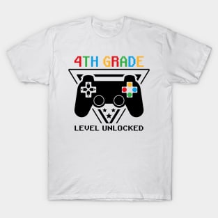 4th Grade Level Unlocked First Day of School Video Gamer T-Shirt